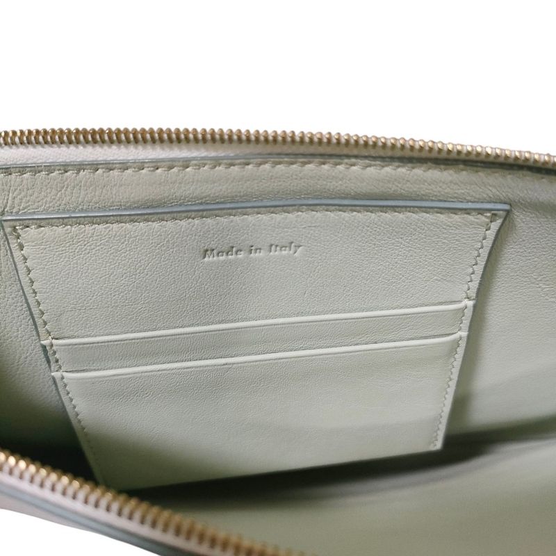 Celine Phoebe Period Bicolor Leather Clutch Bag Gray and Red Ladies Used