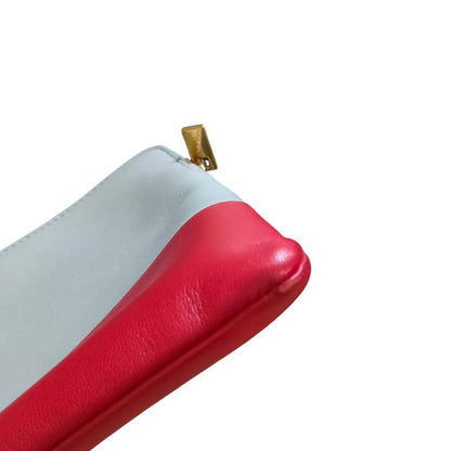 Celine Phoebe Period Bicolor Leather Clutch Bag Gray and Red Ladies Used