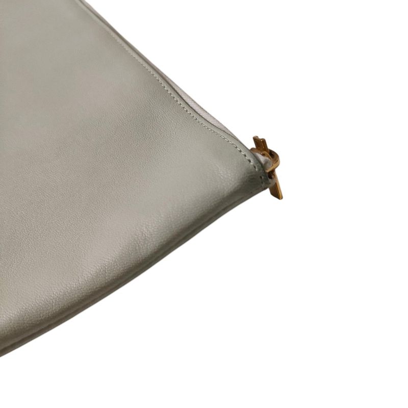 Celine Phoebe Period Bicolor Leather Clutch Bag Gray and Red Ladies Used