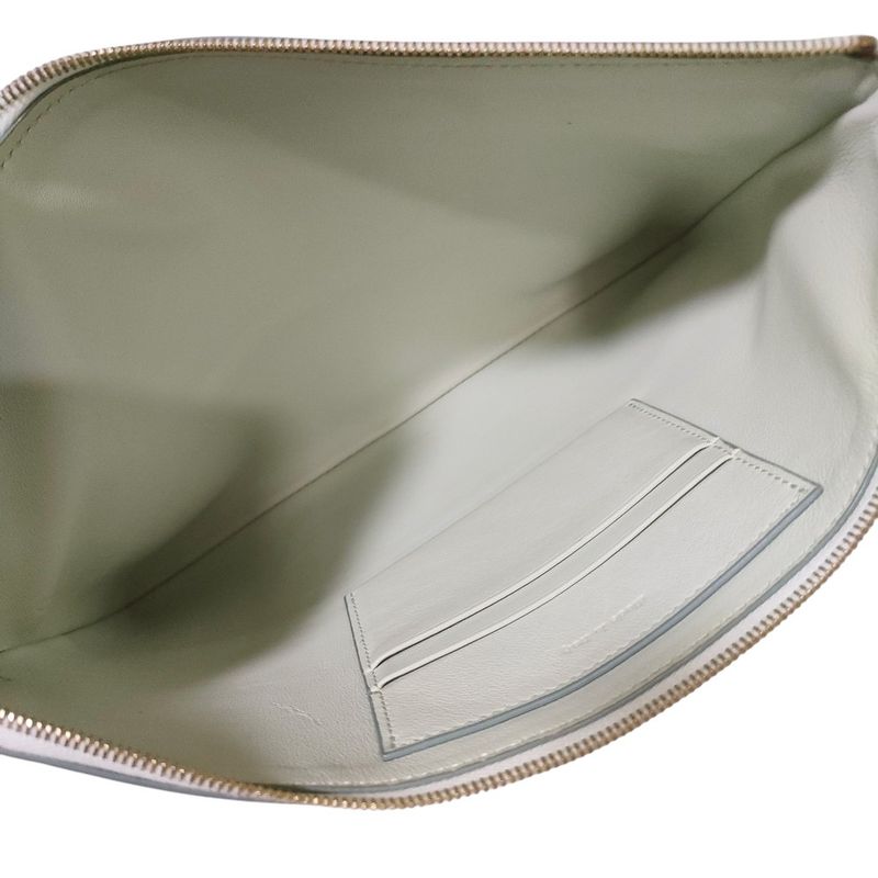 Celine Phoebe Period Bicolor Leather Clutch Bag Gray and Red Ladies Used