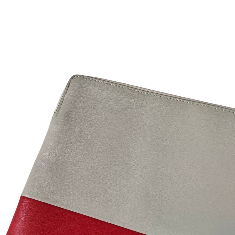 Celine Phoebe Period Bicolor Leather Clutch Bag Gray and Red Ladies Used