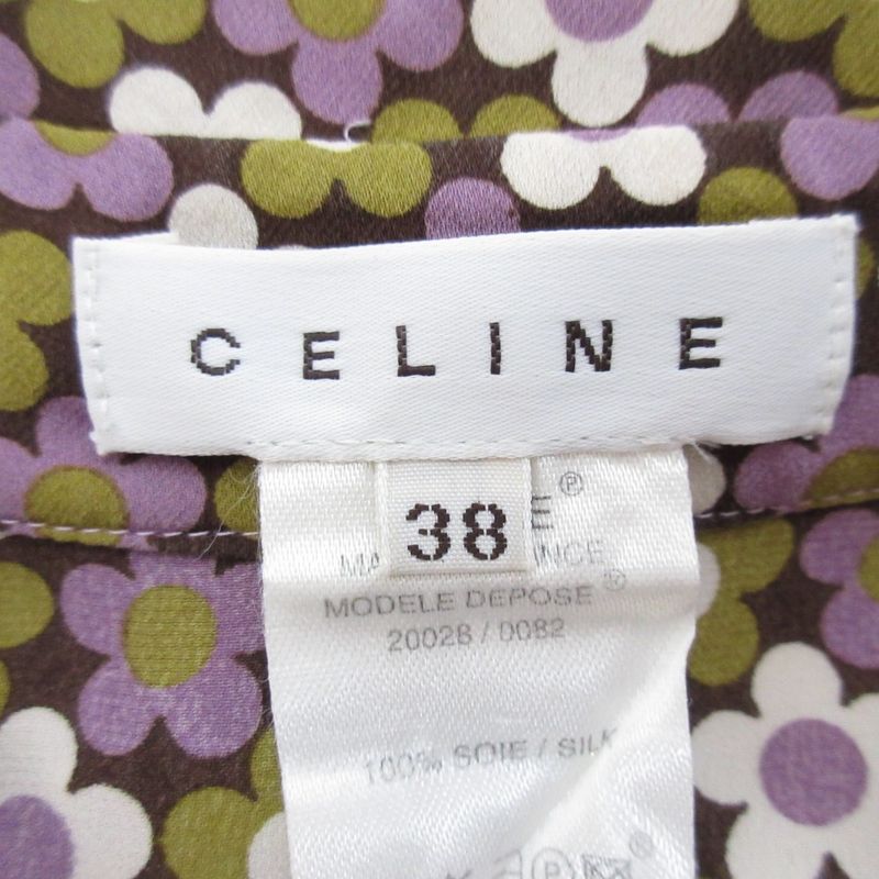 Celine Flower Print Silk Shirt Size 38 Purple Women's Used