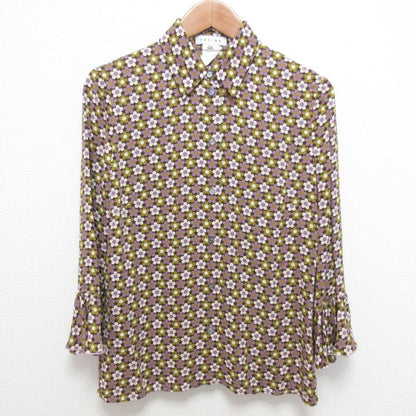 Celine Flower Print Silk Shirt Size 38 Purple Women's Used