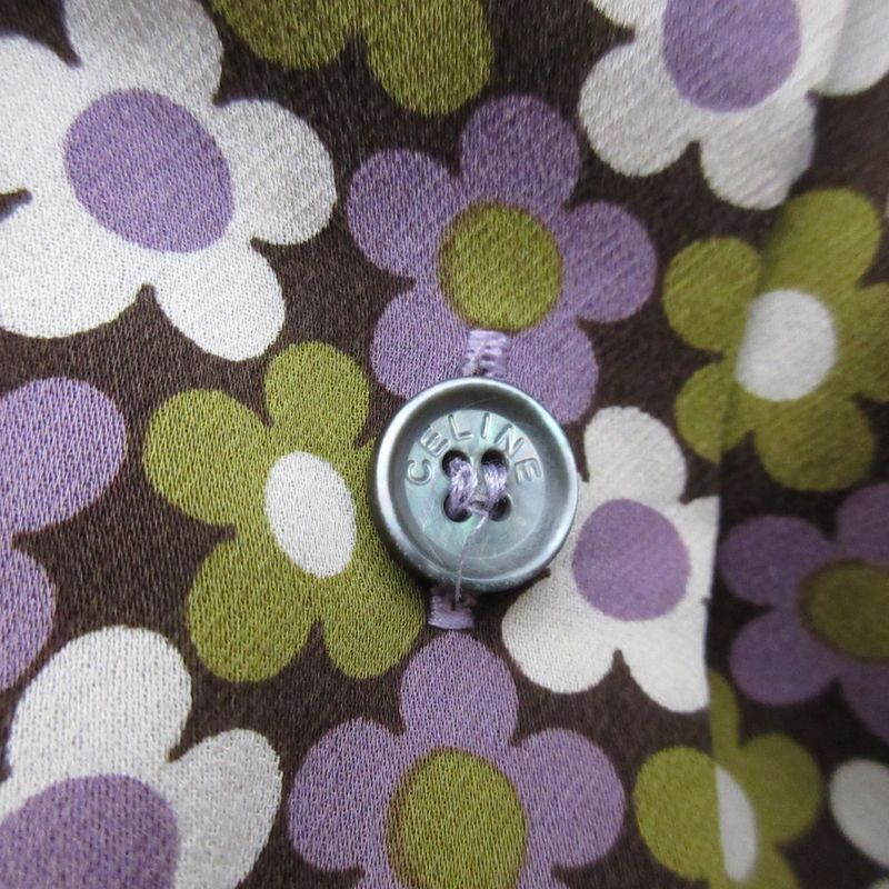 Celine Flower Print Silk Shirt Size 38 Purple Women's Used