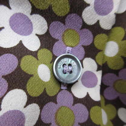 Celine Flower Print Silk Shirt Size 38 Purple Women's Used