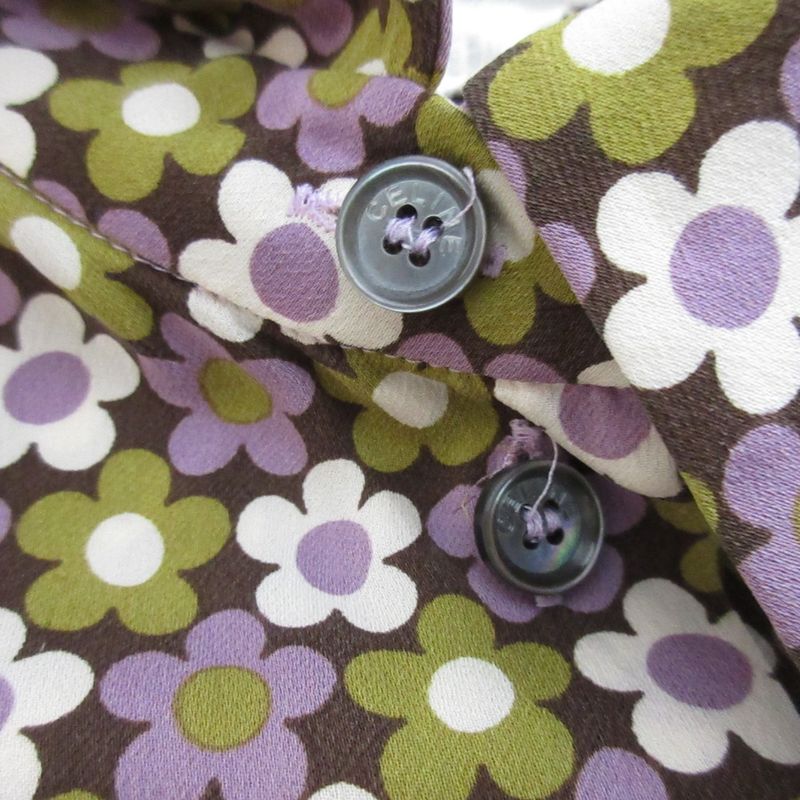 Celine Flower Print Silk Shirt Size 38 Purple Women's Used