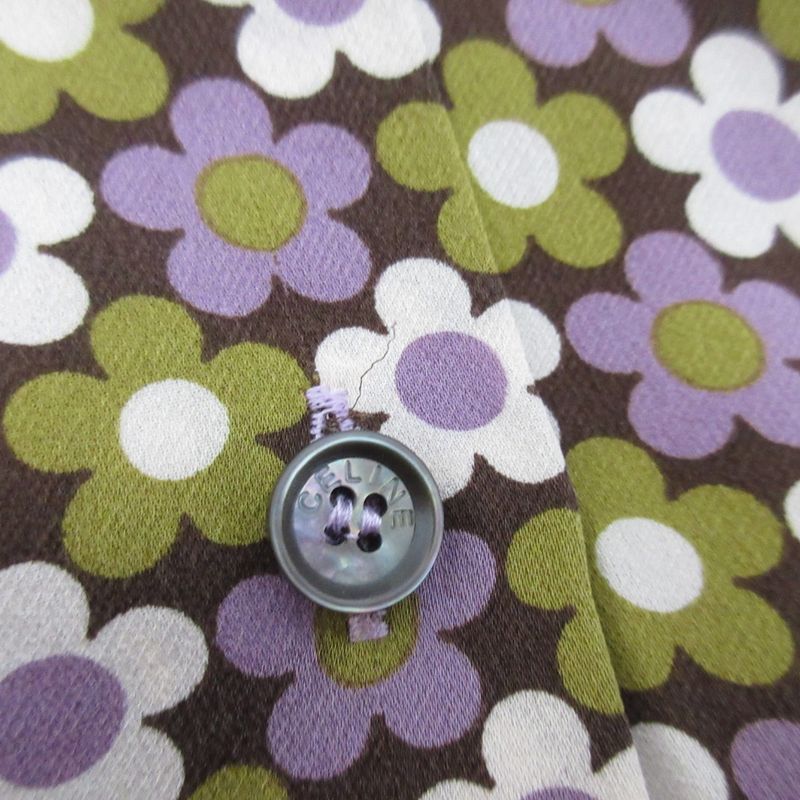 Celine Flower Print Silk Shirt Size 38 Purple Women's Used