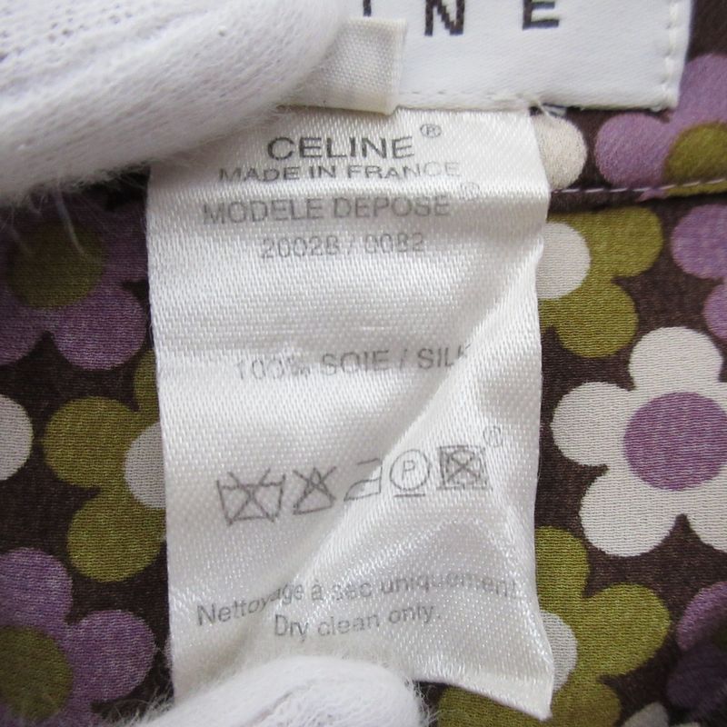 Celine Flower Print Silk Shirt Size 38 Purple Women's Used