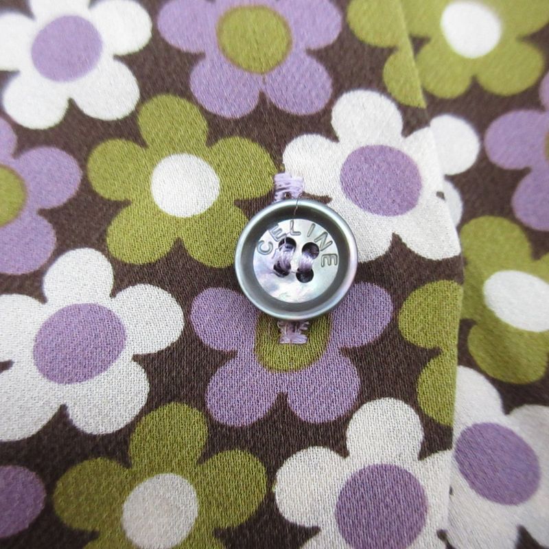 Celine Flower Print Silk Shirt Size 38 Purple Women's Used