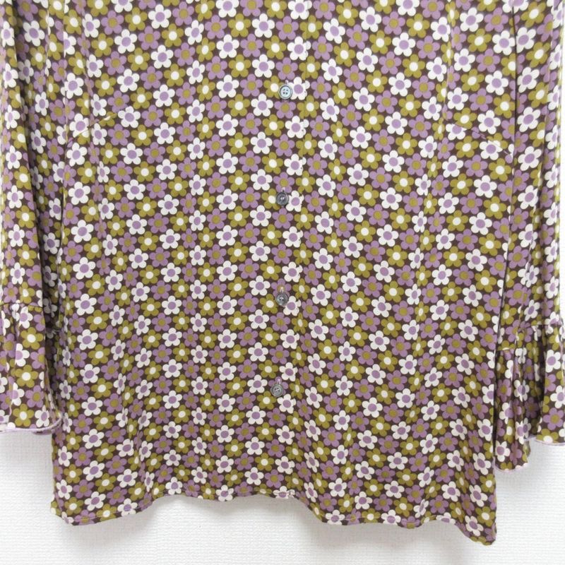 Celine Flower Print Silk Shirt Size 38 Purple Women's Used