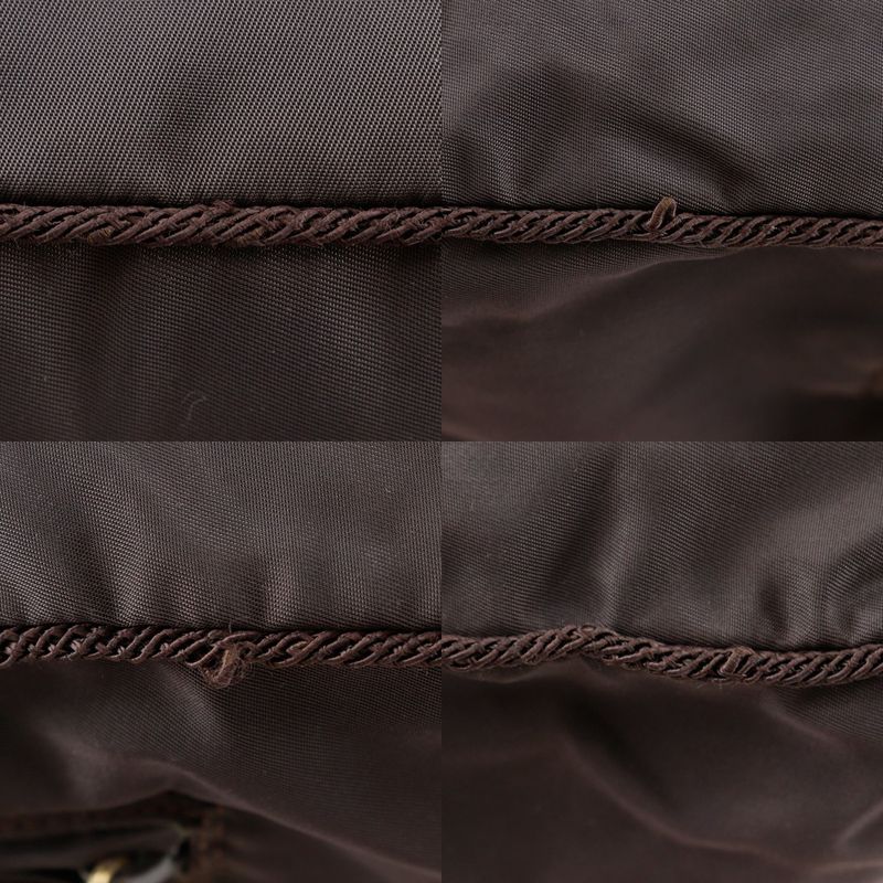 Prada Beaded Logo B3763 Nylon Brown Ladies Handbag