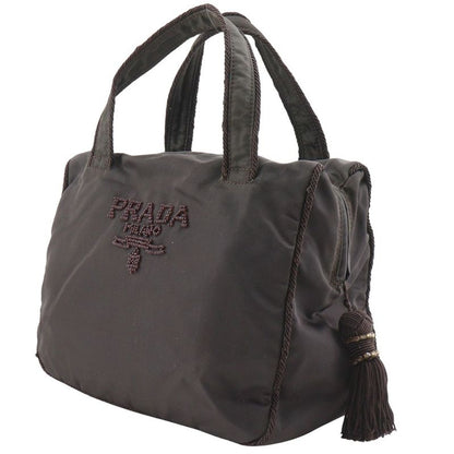 Prada Beaded Logo B3763 Nylon Brown Ladies Handbag