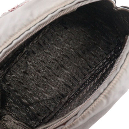 Prada Beaded Logo B3763 Nylon Brown Ladies Handbag