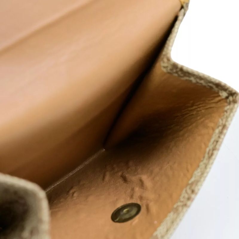 Celine Macadam Coin Case Mini Wallet Yellow Beige Leather 08bs030