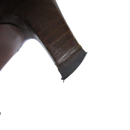 Louis Vuitton Leather Square Toe Side Zip Low Heel Long Boots Size 36 Approx