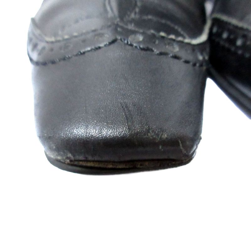 Louis Vuitton Leather Square Toe Side Zip Low Heel Long Boots Size 36 Approx