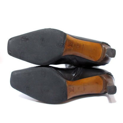 Louis Vuitton Leather Square Toe Side Zip Low Heel Long Boots Size 36 Approx