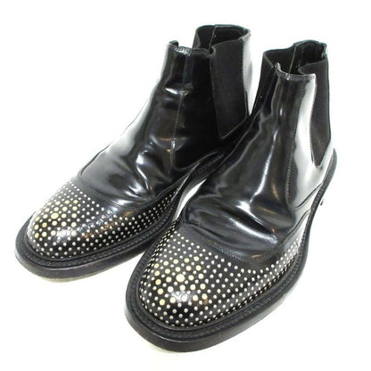 Saint Laurent Studded Patent Leather Side Gore Boots Chelsea Boots 39 24.5cm