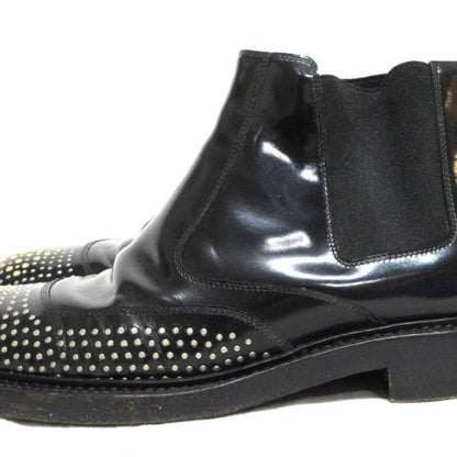 Saint Laurent Studded Patent Leather Side Gore Boots Chelsea Boots 39 24.5cm