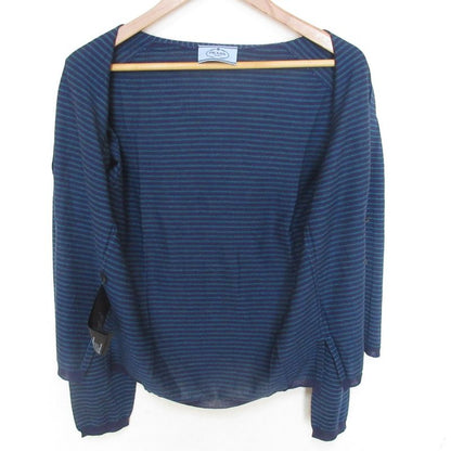 Prada Striped Wool And Silk Cardigan Size 42 Navy Women's Used USED