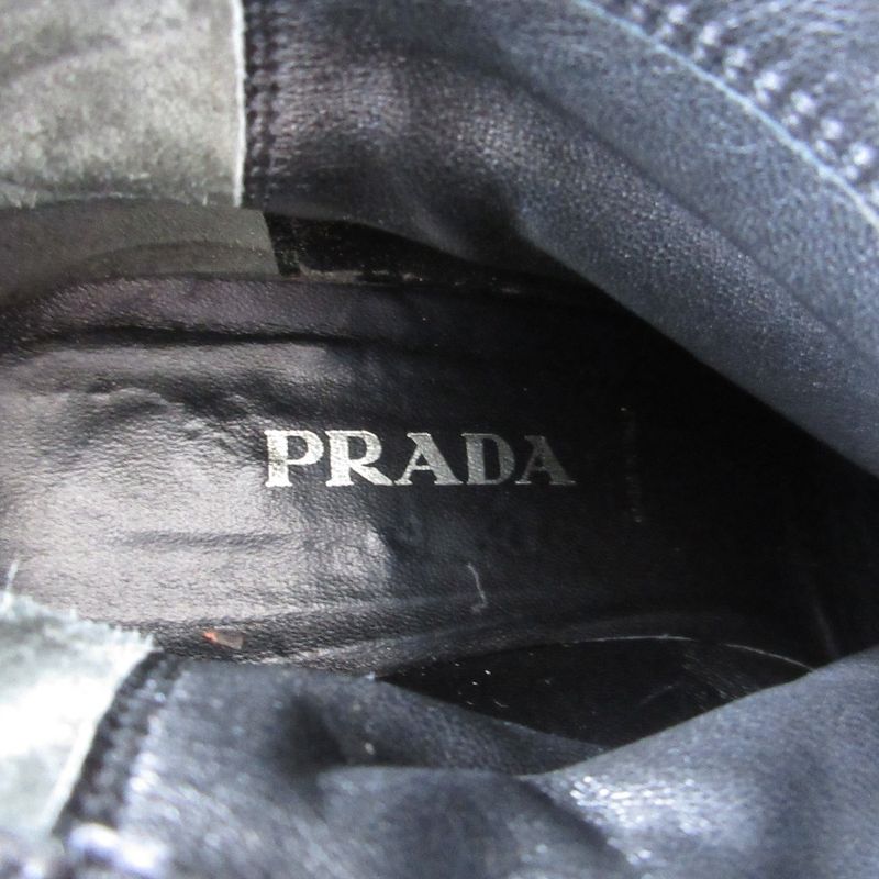 Good Prada Ribbon Suede Square Toe Soft Long Boots Size 36 23cm (9.06in)