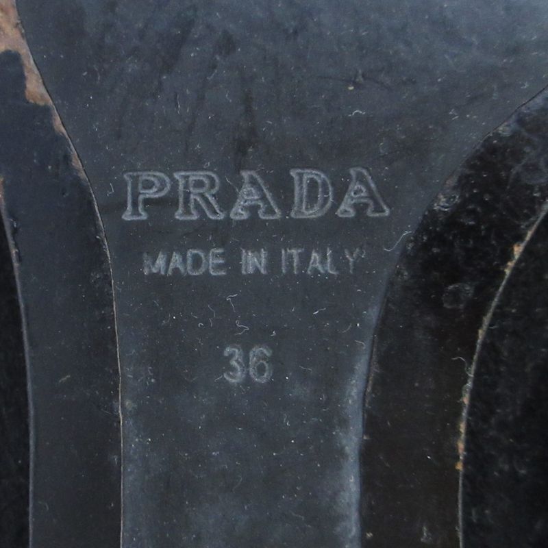 Good Prada Ribbon Suede Square Toe Soft Long Boots Size 36 23cm (9.06in)