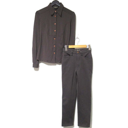Good Fendi Vintage Stretch Long Sleeve Shirt Pants Set Up Size 40/41 Brown