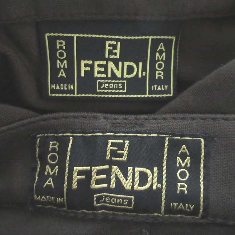 Good Fendi Vintage Stretch Long Sleeve Shirt Pants Set Up Size 40/41 Brown