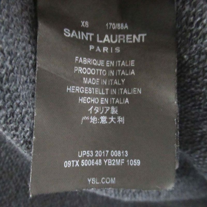 Good Saint Laurent Paris Logo Print Used Processed Hoodie Sweatshirt Hoodie XS