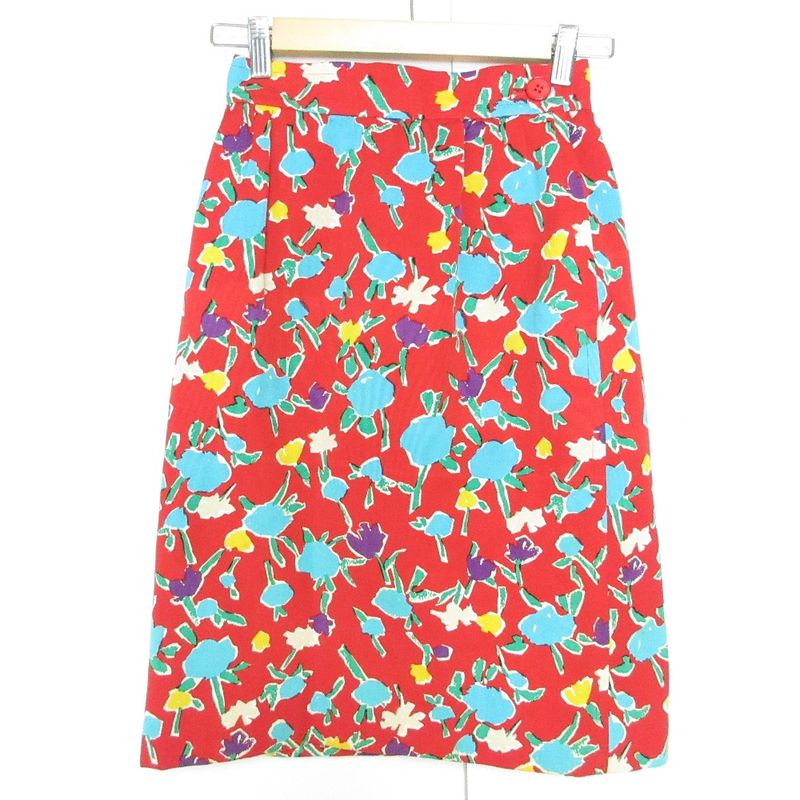 Yves Saint Laurent Vintage Cropped Jacket Skirt Setup Red