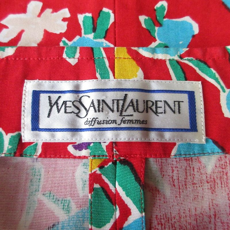 Yves Saint Laurent Vintage Cropped Jacket Skirt Setup Red