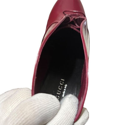 Gucci Lace-Up Short Boots Booties Size 37 1/2 24.5cm (9.65in) Bordeaux Women's