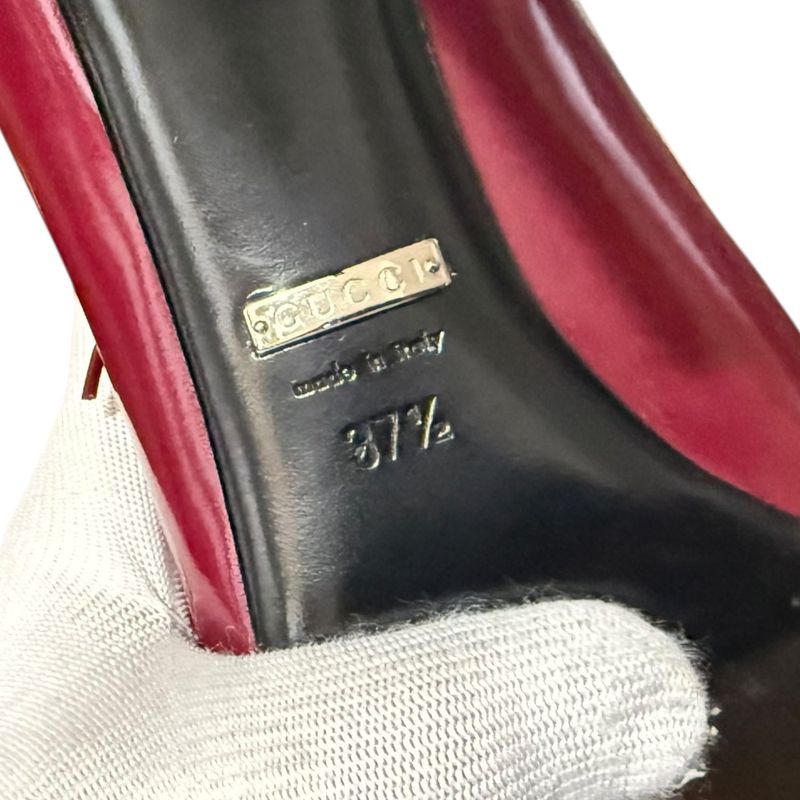 Gucci Lace-Up Short Boots Booties Size 37 1/2 24.5cm (9.65in) Bordeaux Women's