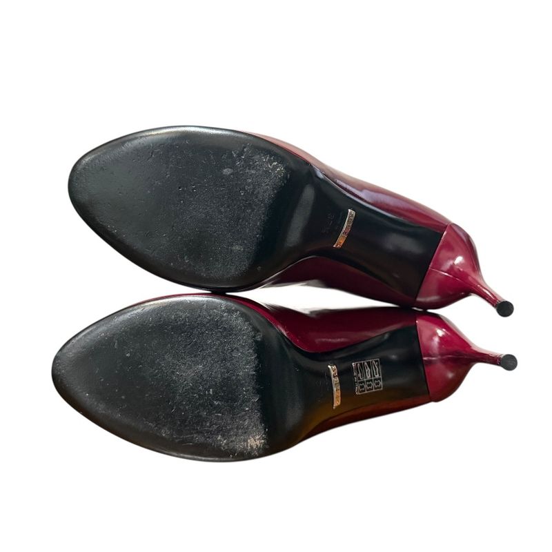 Gucci Lace-Up Short Boots Booties Size 37 1/2 24.5cm (9.65in) Bordeaux Women's