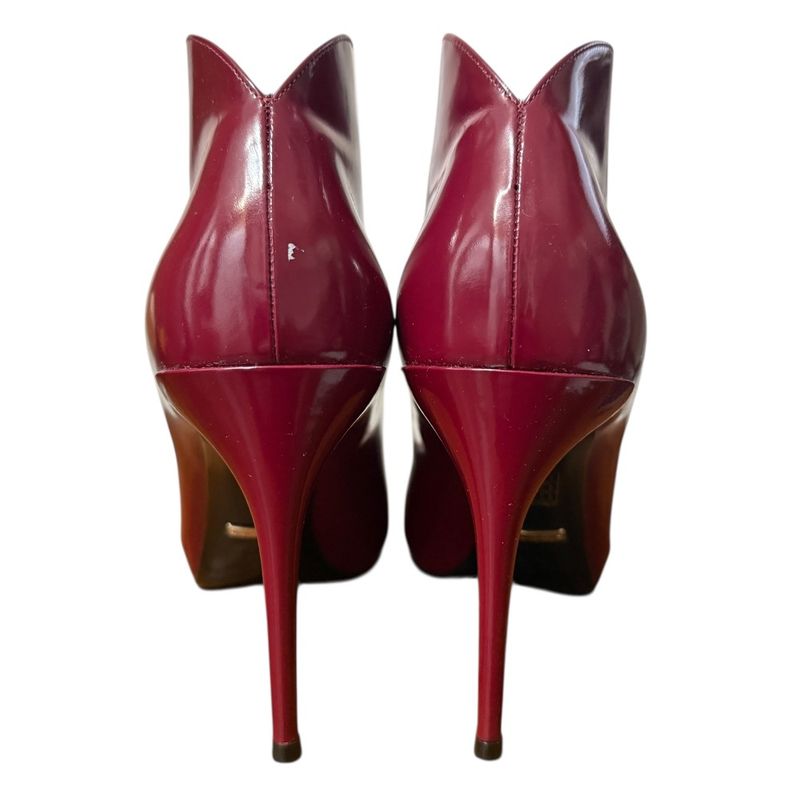 Gucci Lace-Up Short Boots Booties Size 37 1/2 24.5cm (9.65in) Bordeaux Women's