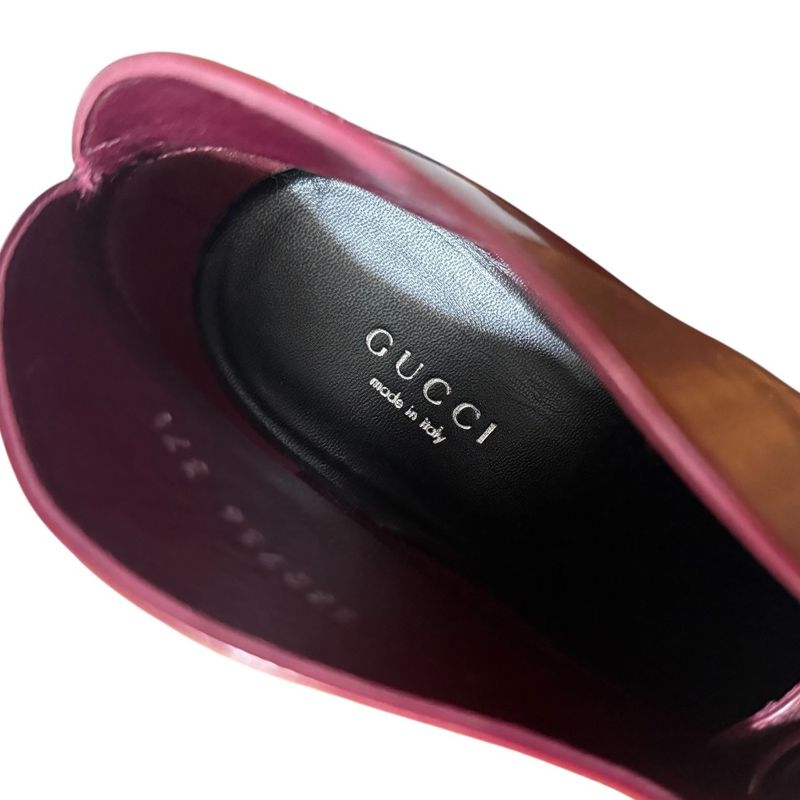 Gucci Lace-Up Short Boots Booties Size 37 1/2 24.5cm (9.65in) Bordeaux Women's