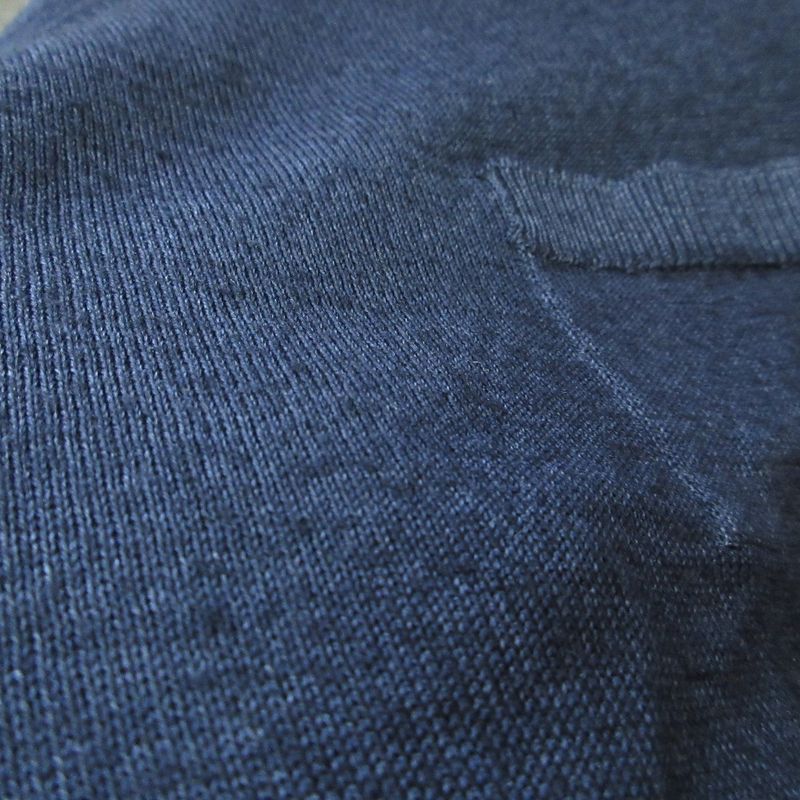 Good Prada Crew Neck Wool Silk 4 Pocket Knit Cardigan Size 48 Navy Women's Used