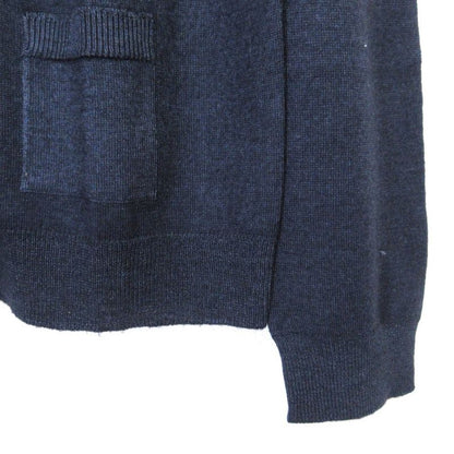 Good Prada Crew Neck Wool Silk 4 Pocket Knit Cardigan Size 48 Navy Women's Used