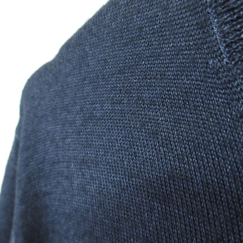 Good Prada Crew Neck Wool Silk 4 Pocket Knit Cardigan Size 48 Navy Women's Used