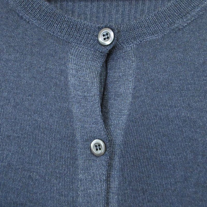 Good Prada Crew Neck Wool Silk 4 Pocket Knit Cardigan Size 48 Navy Women's Used