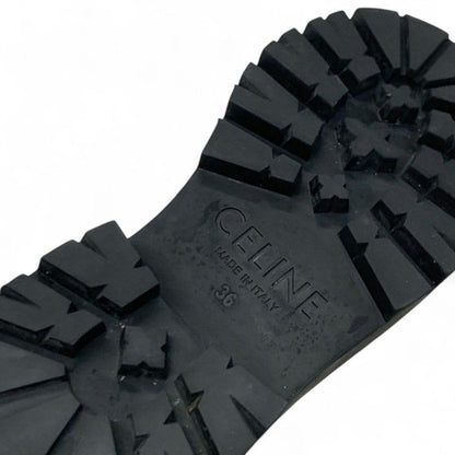 Celine Boots Short Shoes Leather Black Bulky Buckle