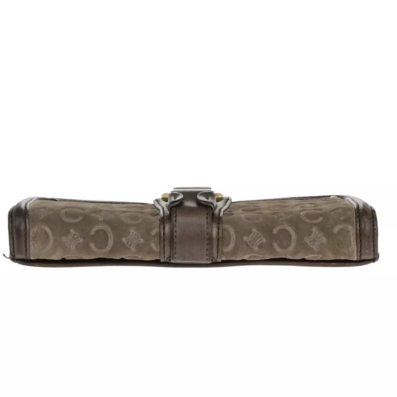 Celine C Macadam Long Wallet Suede Brown Leather 07bs031