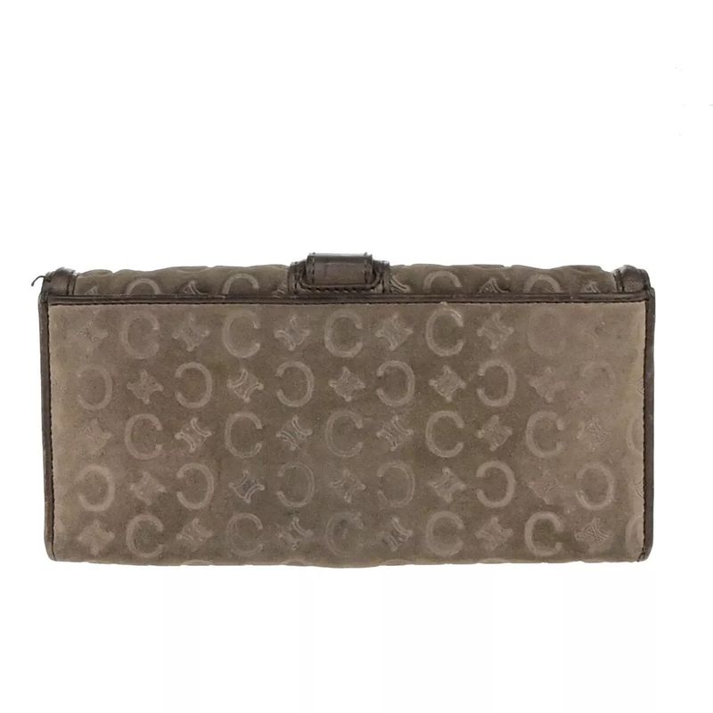 Celine C Macadam Long Wallet Suede Brown Leather 07bs031