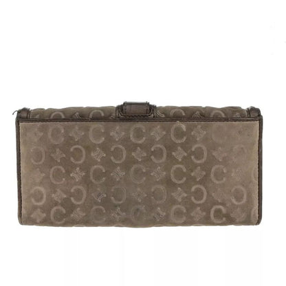 Celine C Macadam Long Wallet Suede Brown Leather 07bs031