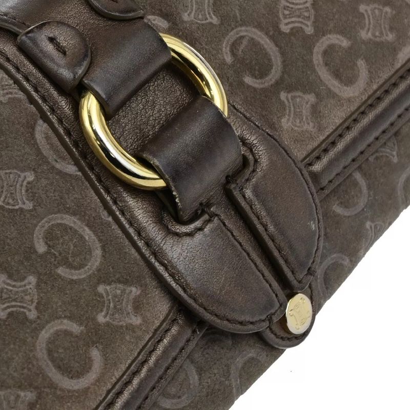 Celine C Macadam Long Wallet Suede Brown Leather 07bs031