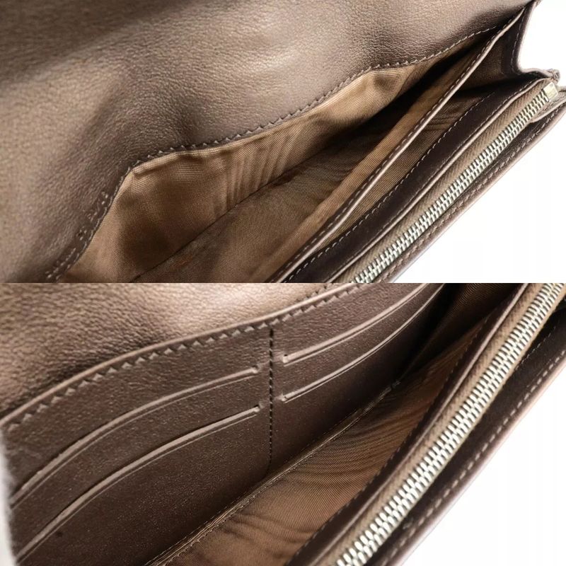 Celine C Macadam Long Wallet Suede Brown Leather 07bs031