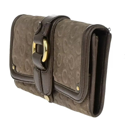 Celine C Macadam Long Wallet Suede Brown Leather 07bs031