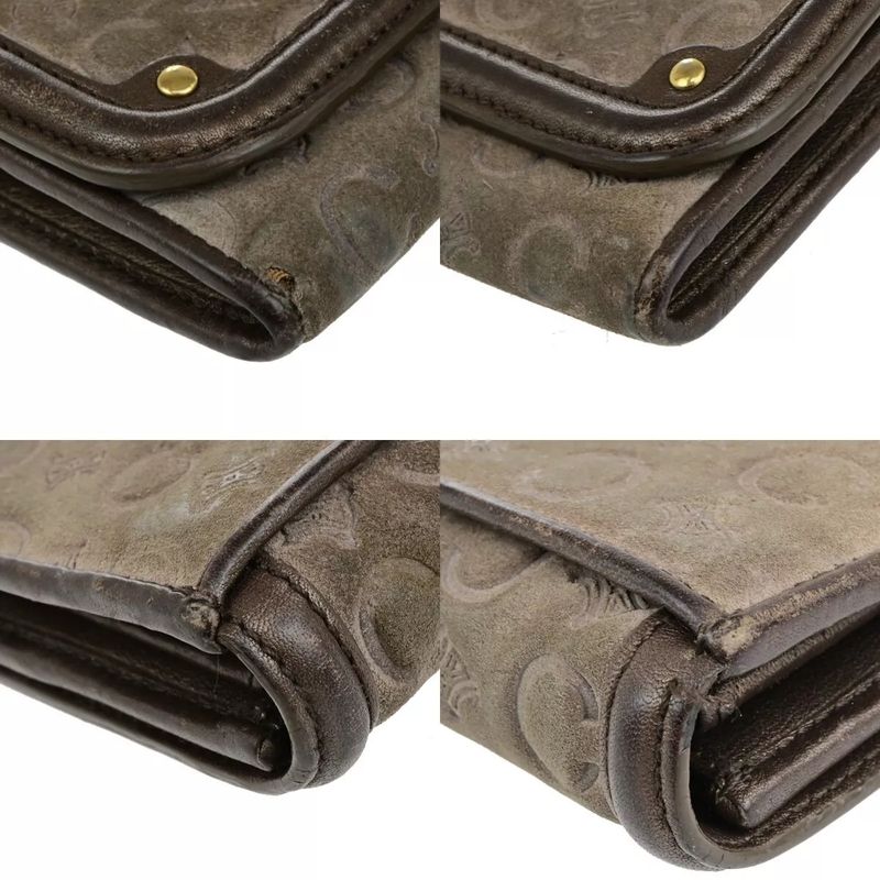 Celine C Macadam Long Wallet Suede Brown Leather 07bs031