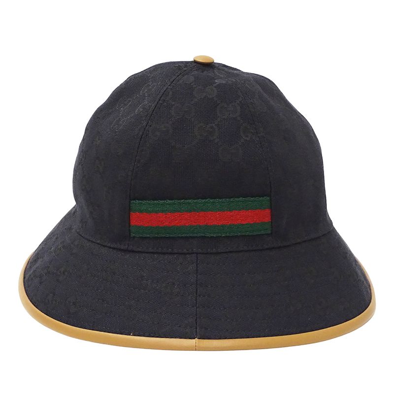 Gucci Hat Women Men Brand GG Canvas Sherry Black 722377 L 59cm (23.23in) Black
