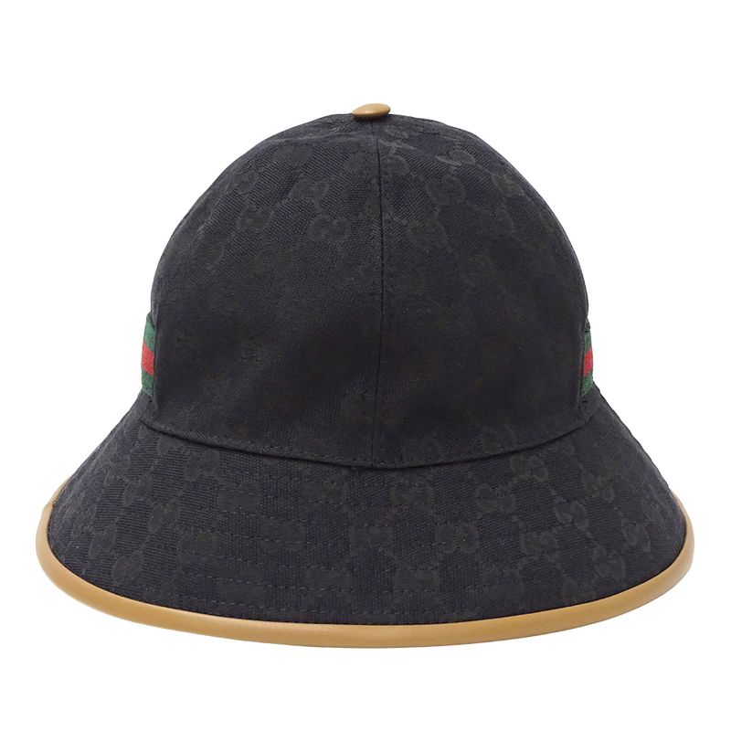 Gucci Hat Women Men Brand GG Canvas Sherry Black 722377 L 59cm (23.23in) Black